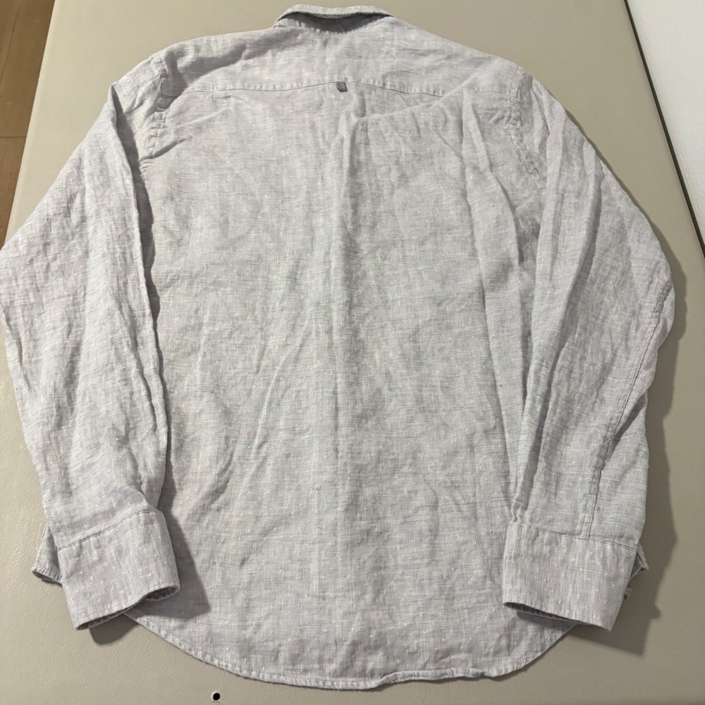 Stone Rose Mens Linen Blend Button Down Shirt Gray Size Small (2 )Long Sleeve - Picture 2 of 13